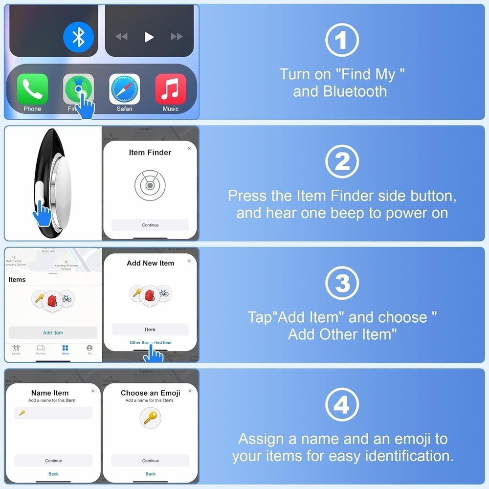 4 Pack Tracker Tags [Apple MFi Certified] Bluetooth Air Tracker Pair with App...