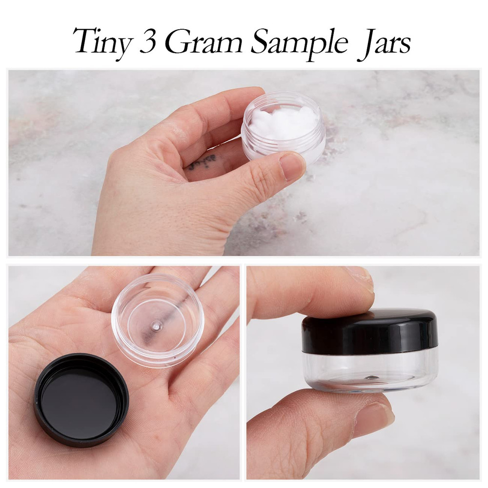 3 Gram Sample Containers with Lids, 50 Count Tiny Sample Jars, 3ML Makeup Cosmet