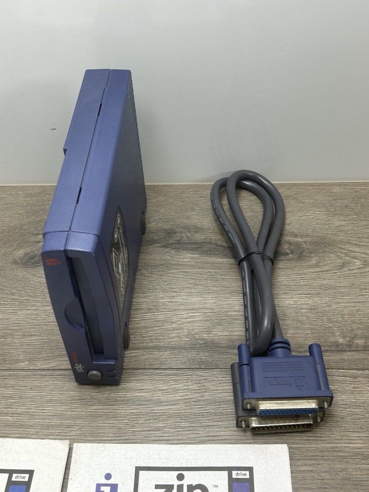 Iomega Zip 100MB External Disk Drive With Parallel Port Cables PC No Software