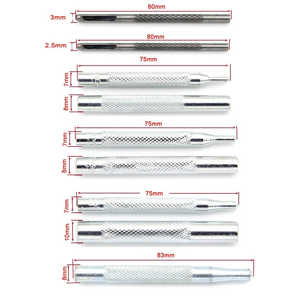 Craft Tool Die Punch Snap Kit Rivet Setter with Base for Hole Silver
