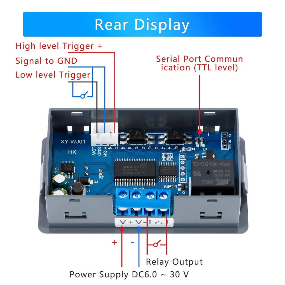XY-WJ01 Delay Relay Timer Module DC 6-30V LCD Display Digital Timer Switch