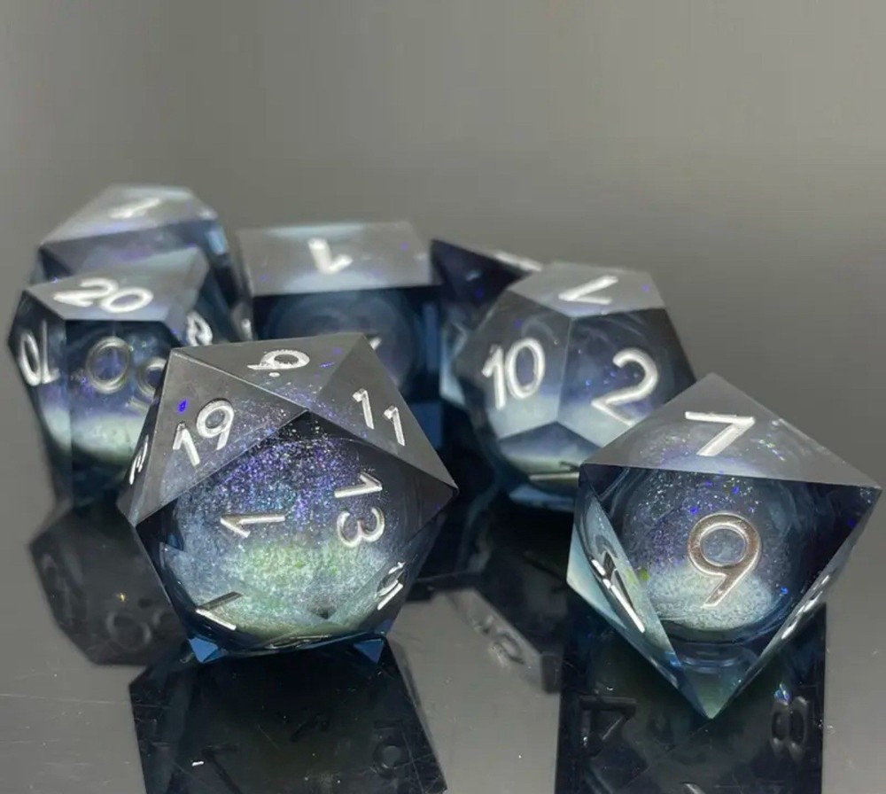 Galaxy Core Premium DND Dice Set | Sharp Edge Polyhedral Dice D&D Space Dice
