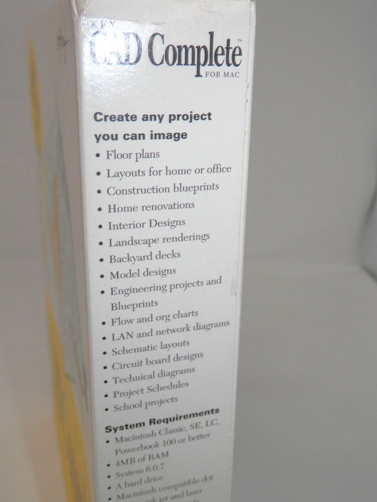 Key CAD Complete for Mac Version 1.5 • 3.5" Floppy Big Box 1994 Vintage Software