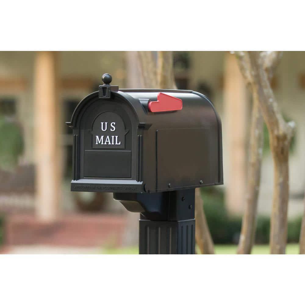 Mailbox Post Large Black Classic Newport Craftsman Style Rust Proof Durable