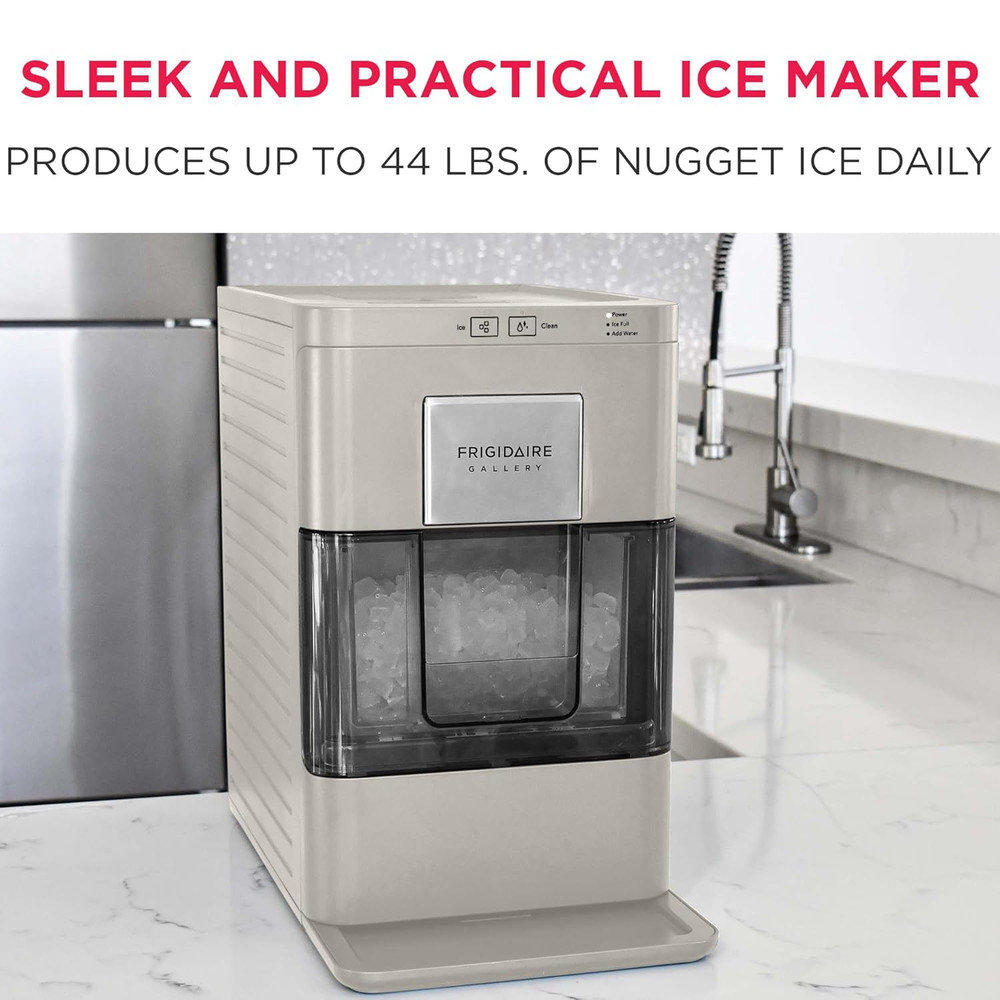 Frigidaire Nugget Ice Maker, Countertop Ice Machine with Transparent Window, Son
