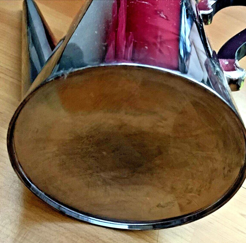 Mid Century Modern Sheffield Silverplate Coffee Pot Sculptural Black Handle MCM