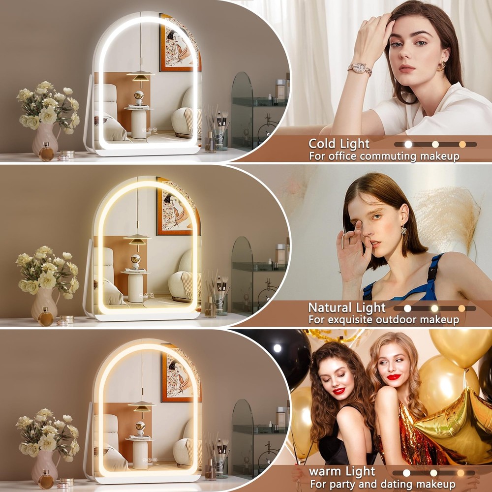 Vanity Mirror with Lights, 11"× 14" Arched LED Makeup Mirror, Lighted Makeup ...
