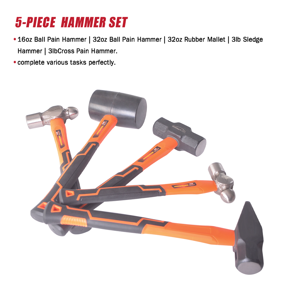 5pc Hammer Set Professional Blacksmith Propane Forge Tool Shop Pro Garage Kit