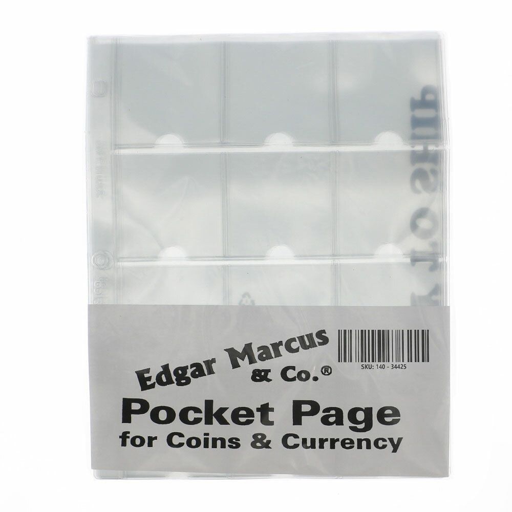 Edgar Marcus 12 Pocket Coin Binder Pages, 10 Pages