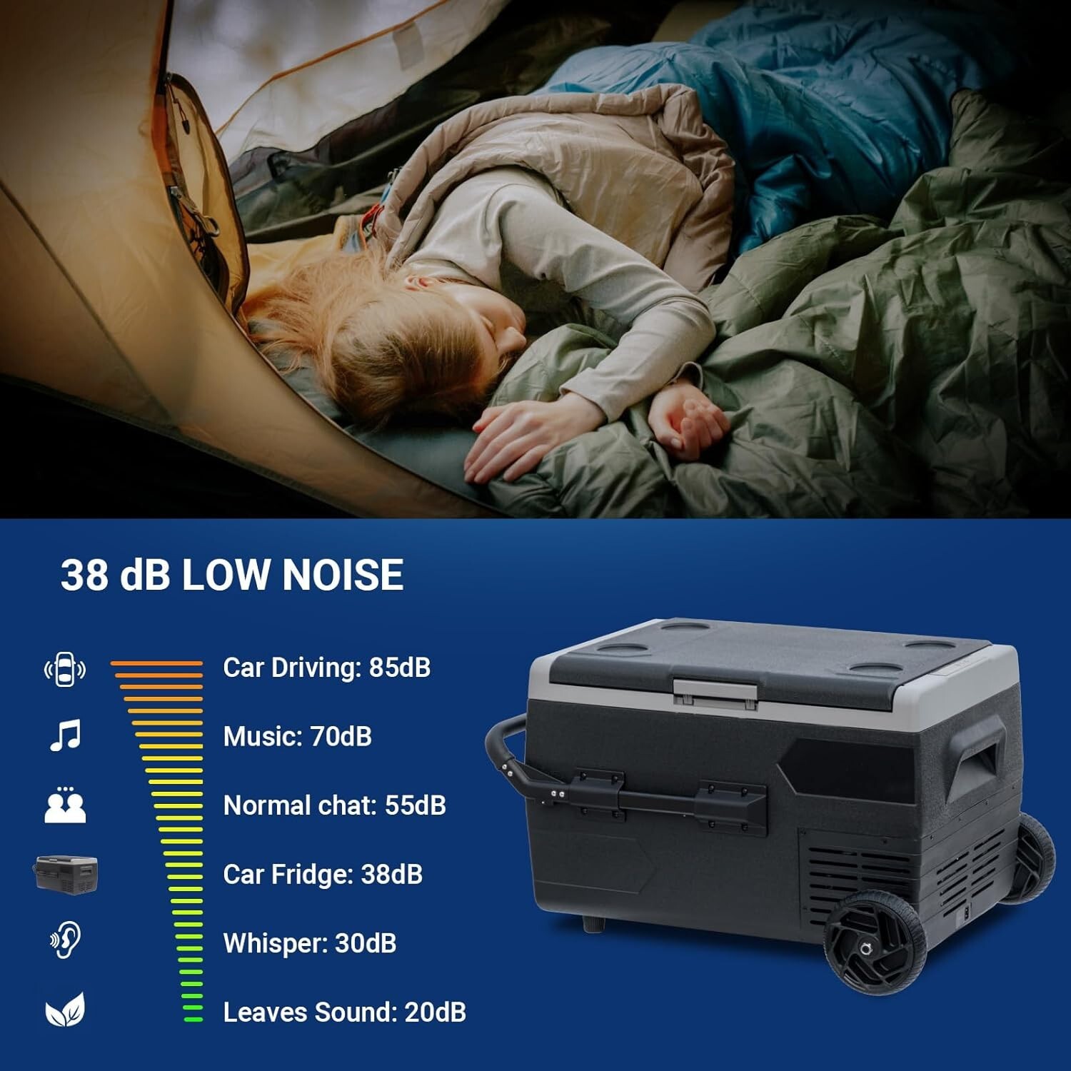 53QT/50L Truck Car RV Fridge/Freezer DC 12V/24V Compressor Camping Refrigerator