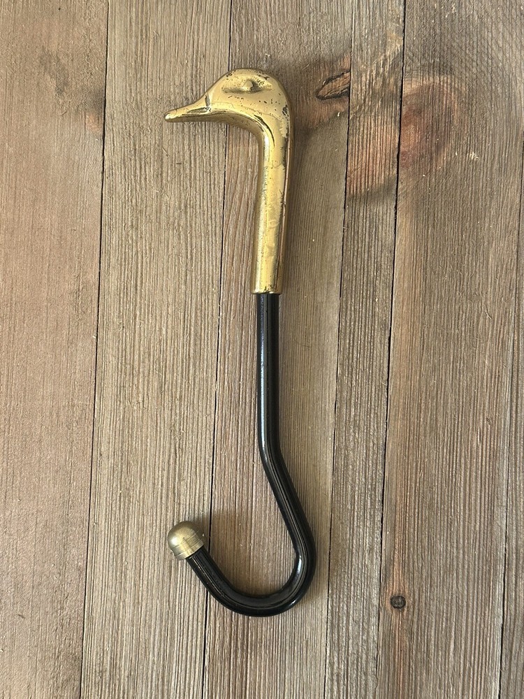 Brass Duck Fireplace Tool Damper Pull Vintage 8.5”