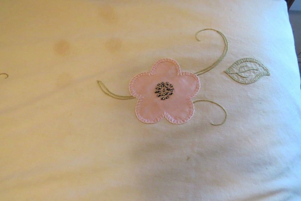 Antique Ecru Counterpane Bedspread Hand Appliqued