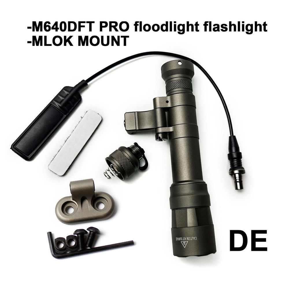 New Flashlight M640DFT LED Floodlight/Spotlight Fit 20mm Rail Offset Mlok Mount