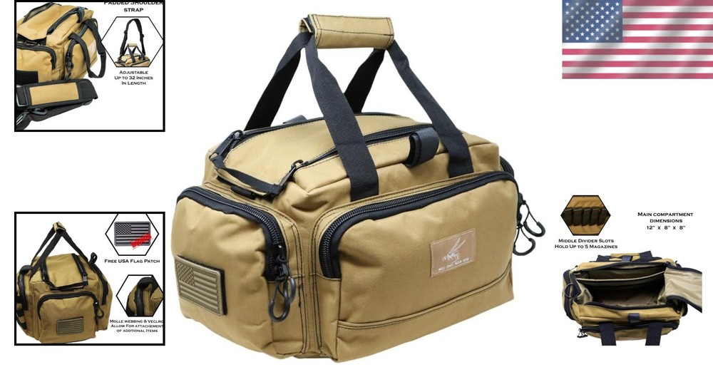 Versatile Tactical Range Bag - Easy Access with Dual Zippers, 4 External Pockets