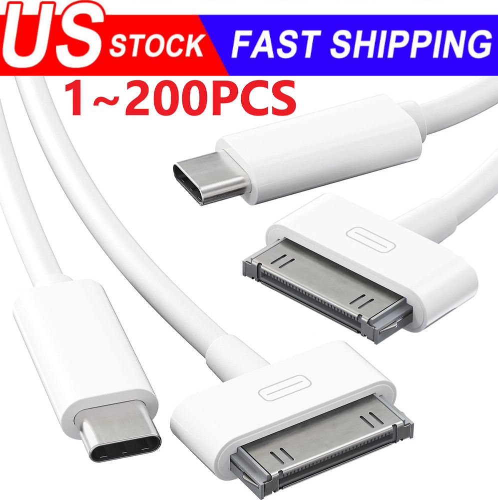 30-Pin To USB C Adapter Charging Data Sync Cable for IPhone 4 4S 3GS IPad 3 Lot