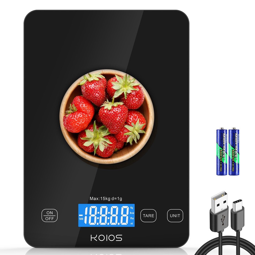 High Accuracy KOIOS Kitchen Scale for Cooking - 33lb Capacity, Easy Read Display