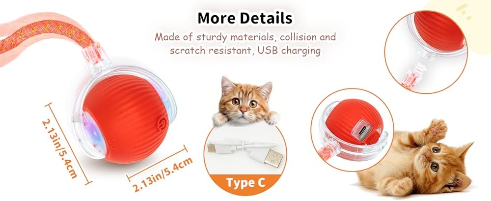 Interactive Cat Toys for Indoor Cats Smart Automatic Ball Rolling for
