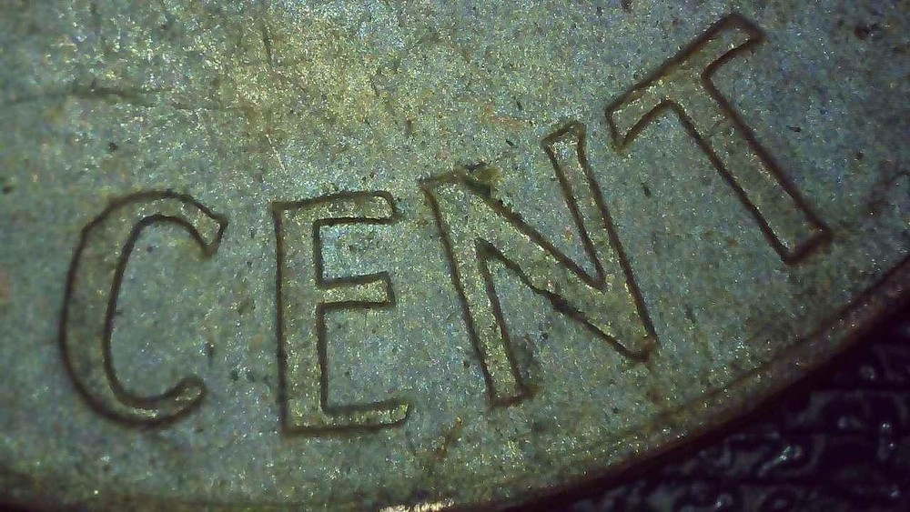 1968 S Lincoln Penny error misaligned die, strike doubling