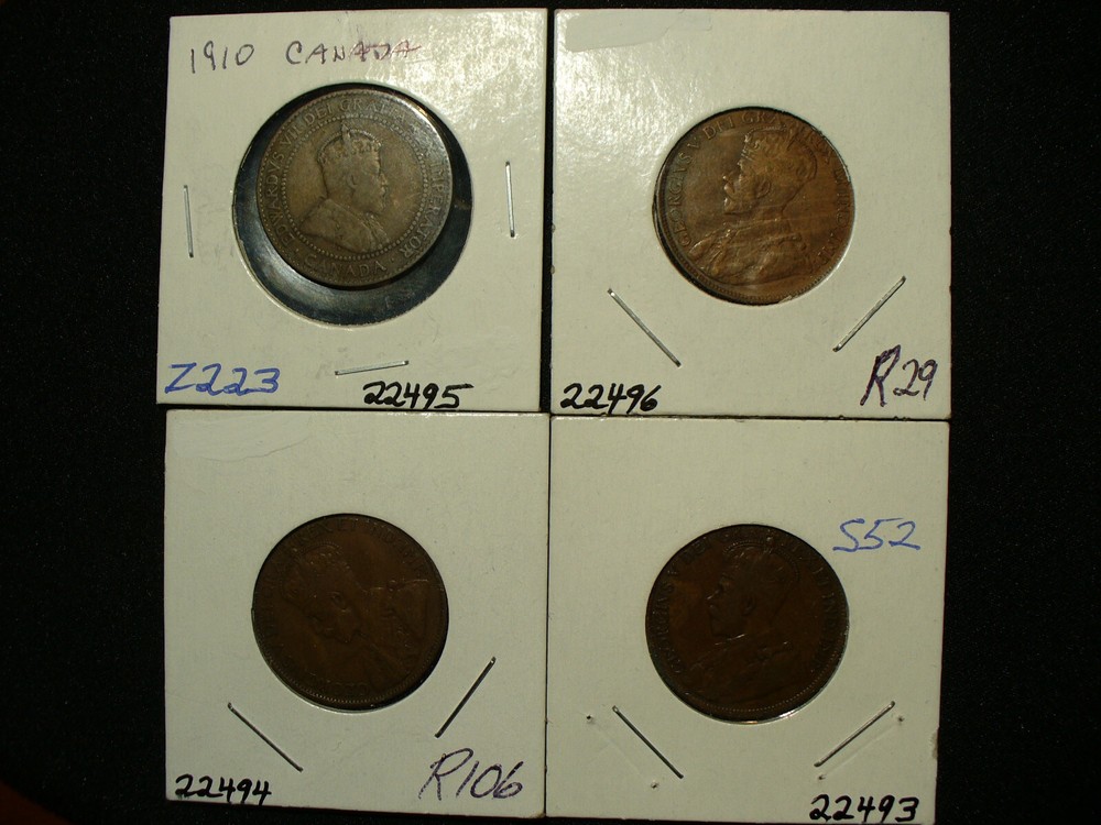 Four Vintage Canada Large Cents