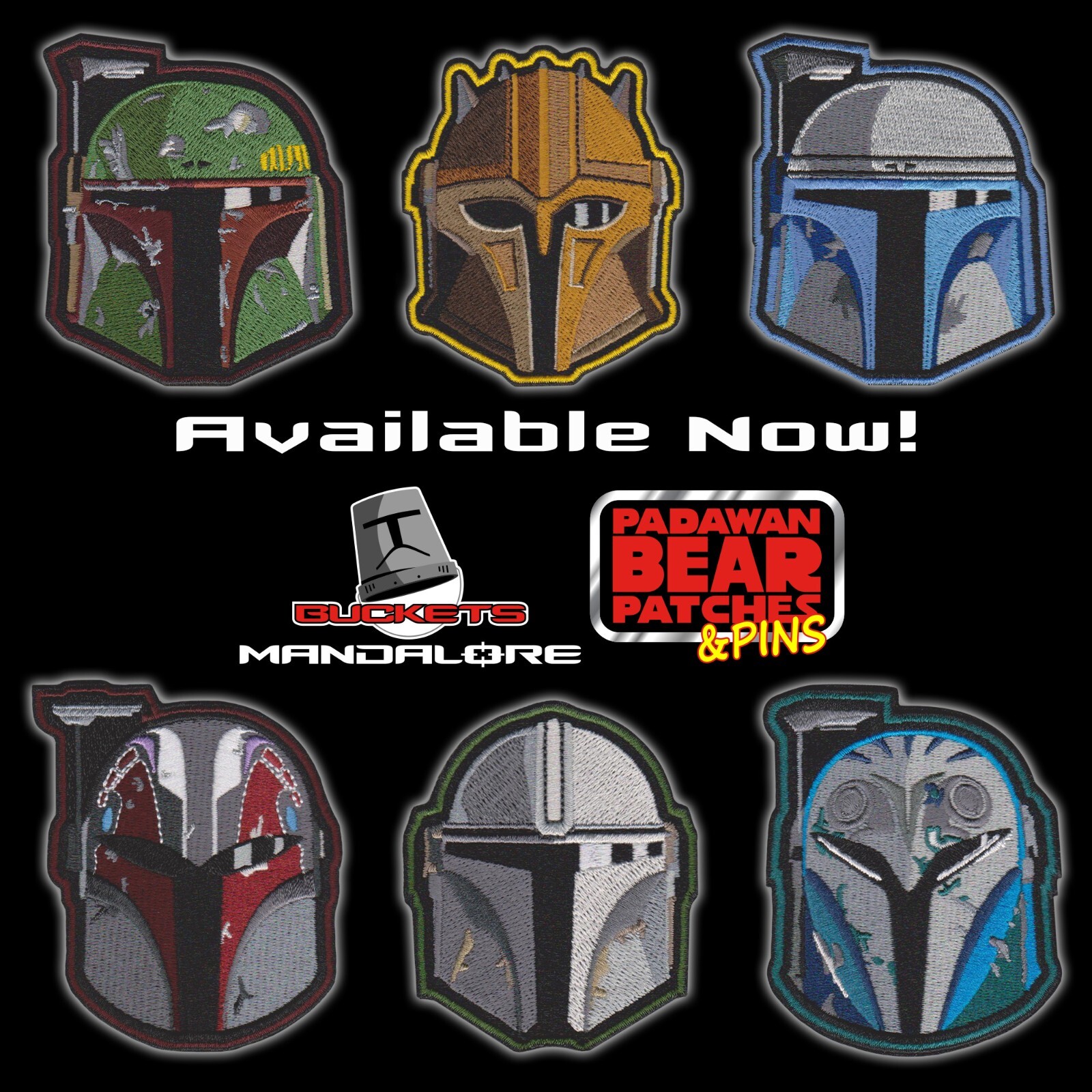 Star Wars "Buckets" Series MANDALORE helmet embroidered patches Boba Fett Mando