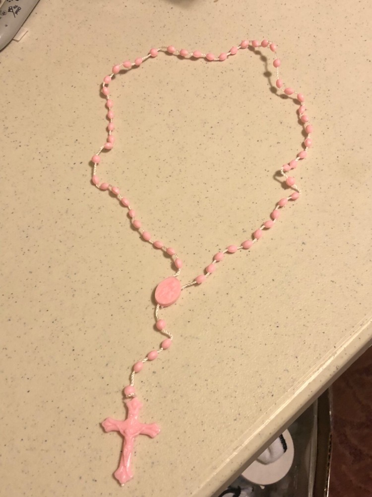 Pink Plastic Rosary Beads