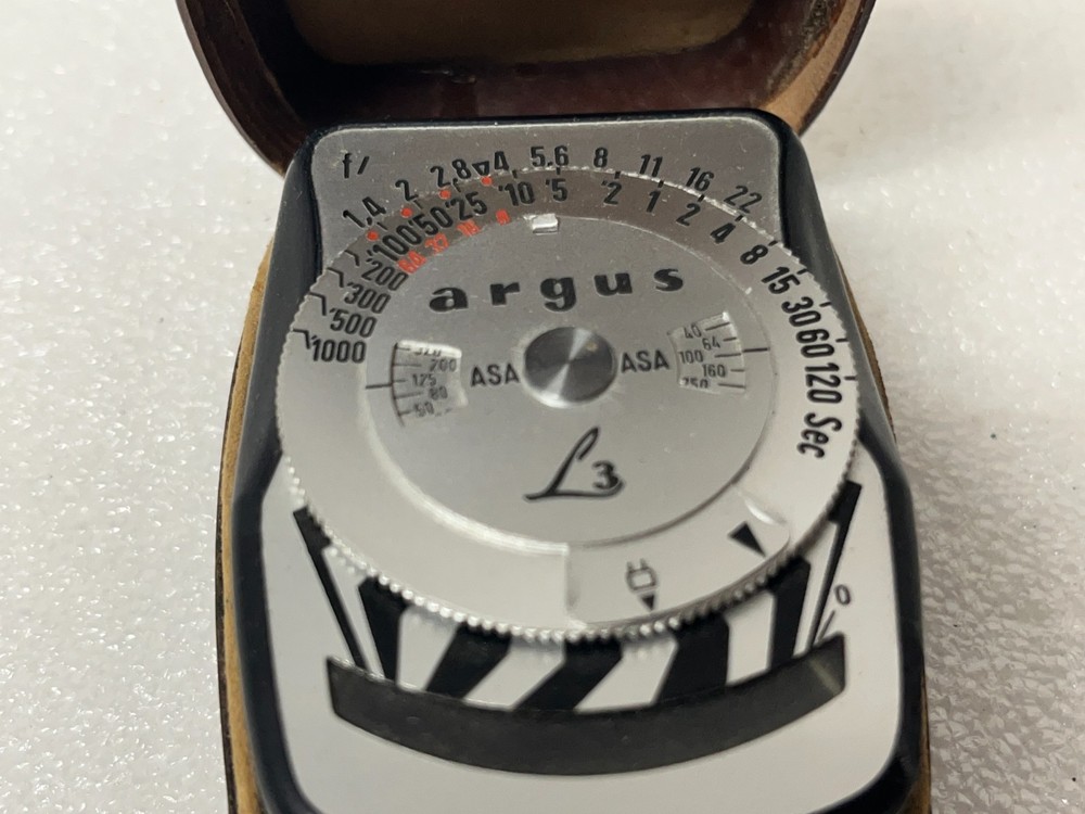 Vintage Argus L3 Exposure Camera Light Meter w/ Original Leather Case
