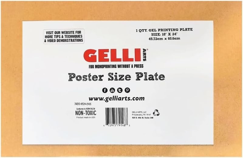Extra-Large 18" x 24" Monoprinting Gelli Plate - Includes Brayer & Stencils