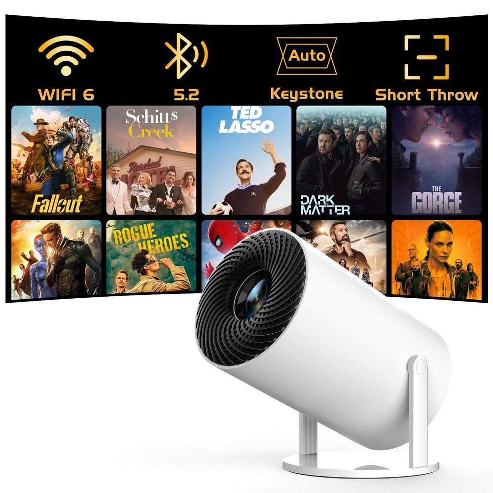 [Electronic Focus with Short Throw] Mini Projector with WiFi 6 and Bluetooth,...