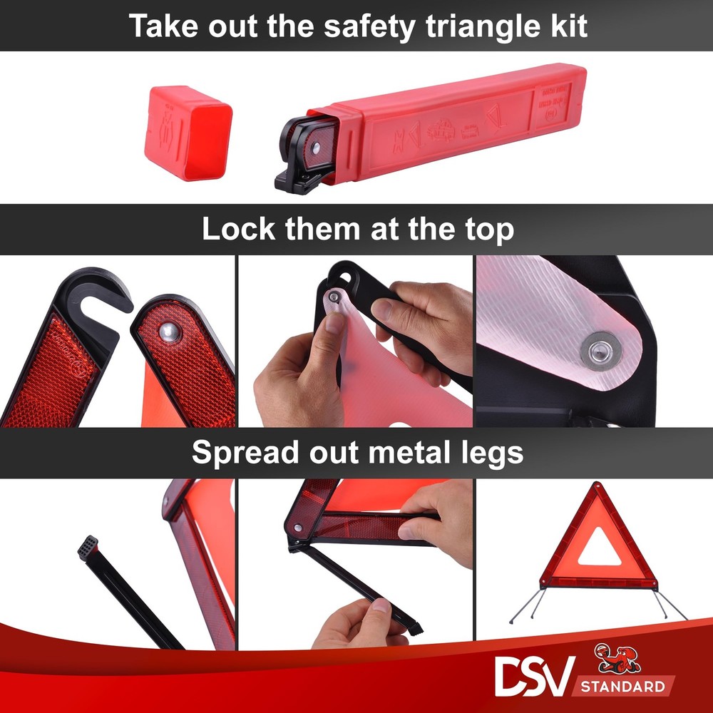 DSV Standard Emergency Triangles, Warning Triangles for Vehicles, Reflective...