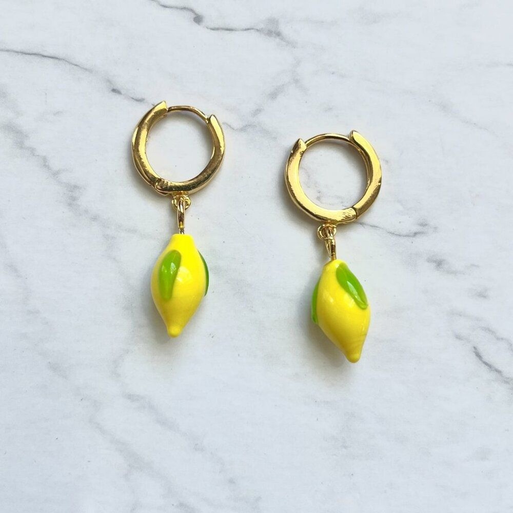 Lemon Gold Huggie Hoops