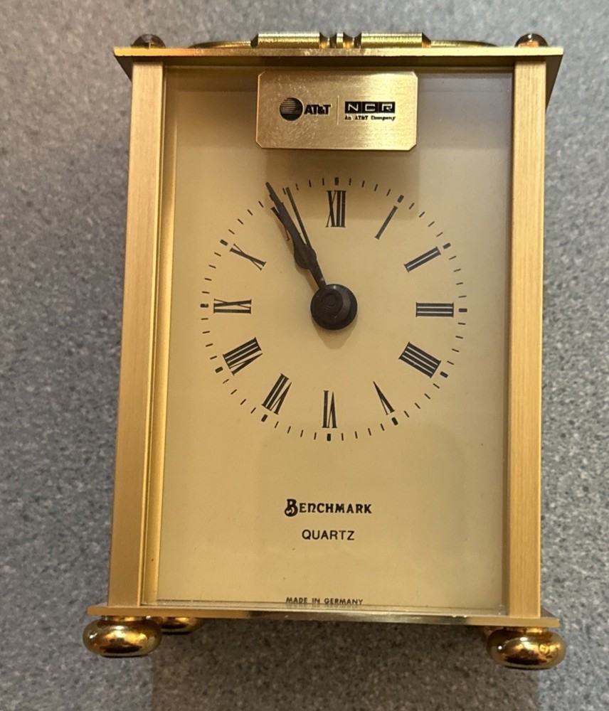 Benchmark Quartz Clock Brushed Brass Made In Germany