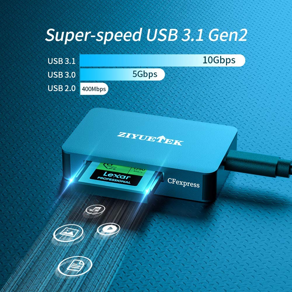 CFexpress Card Reader USB 3.1 Aluminum caseing cfexpress Type b Grey