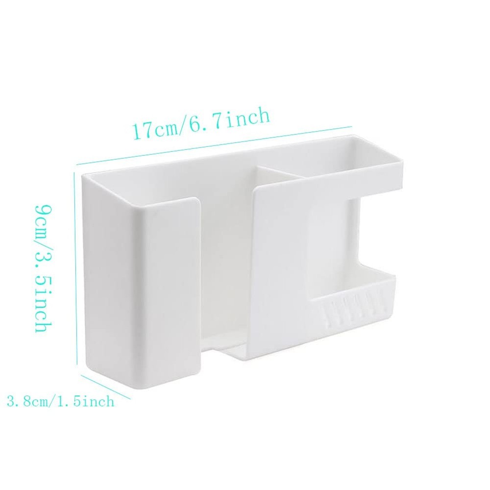White Remote Control Holder - Adhesive Wall Mount Storage Box for Home Office...