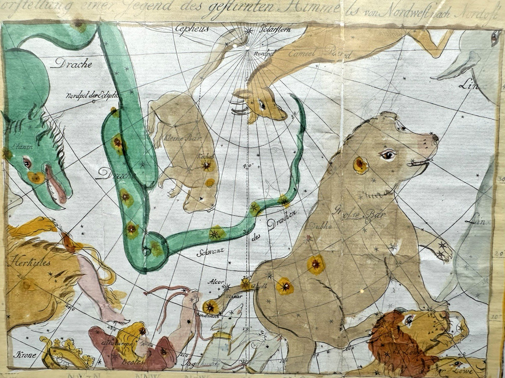 1777 BODE Hand Colored CELESTIAL CHART for December - Celestial Atlas Page