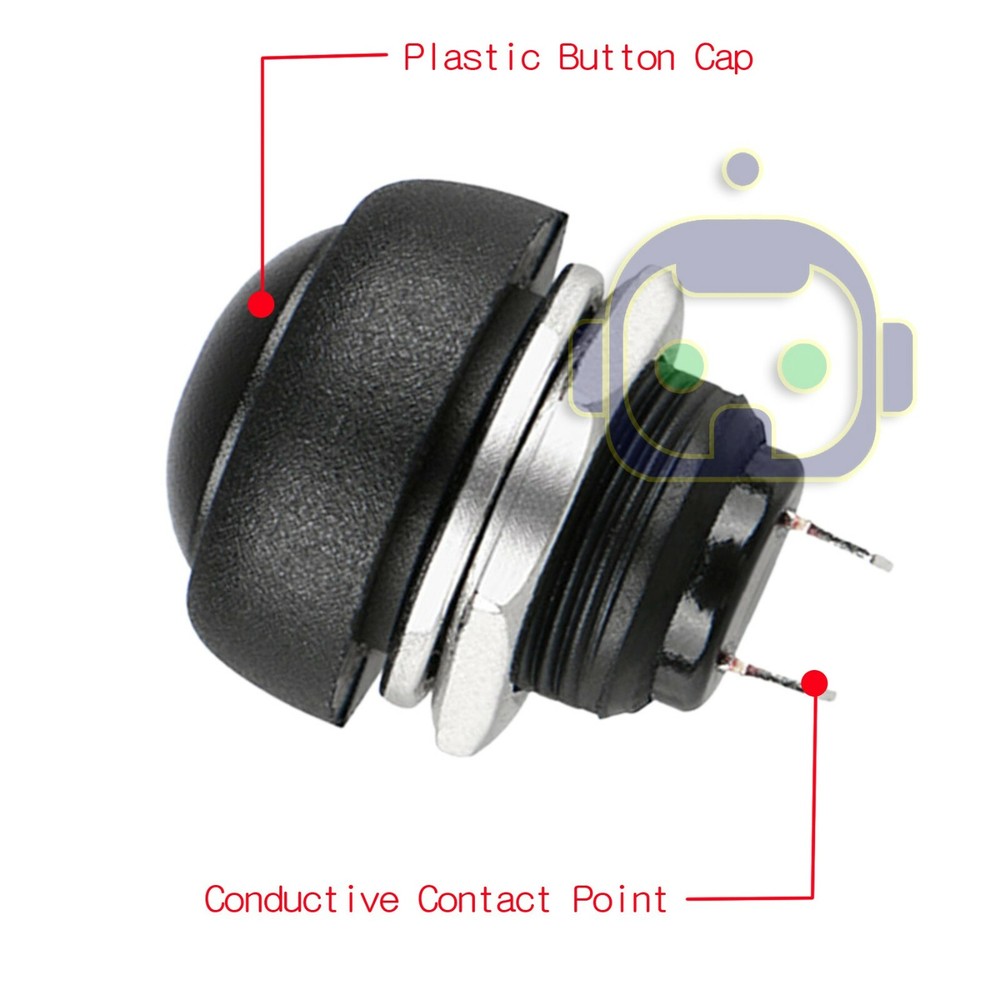 5X Black M4 12mm Waterproof Momentary ON/OFF Push Button Round SPST Switch