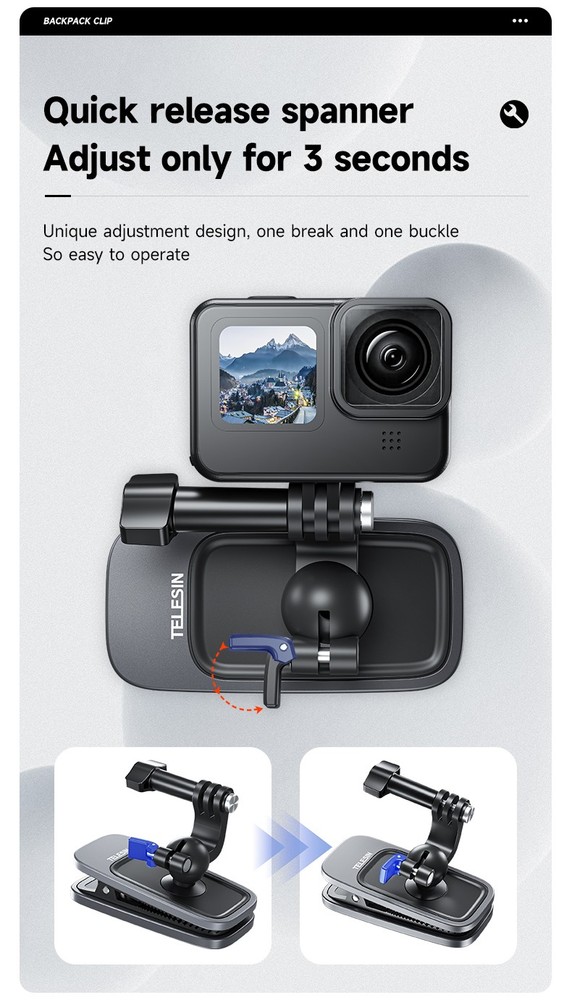 Universal Backpack Clip Mount Holder for GoPro Hero Action Camera Accessories c