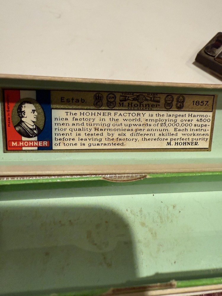 M. Hohner Echo Harp Harmonica Made In Germany With Box Vintage