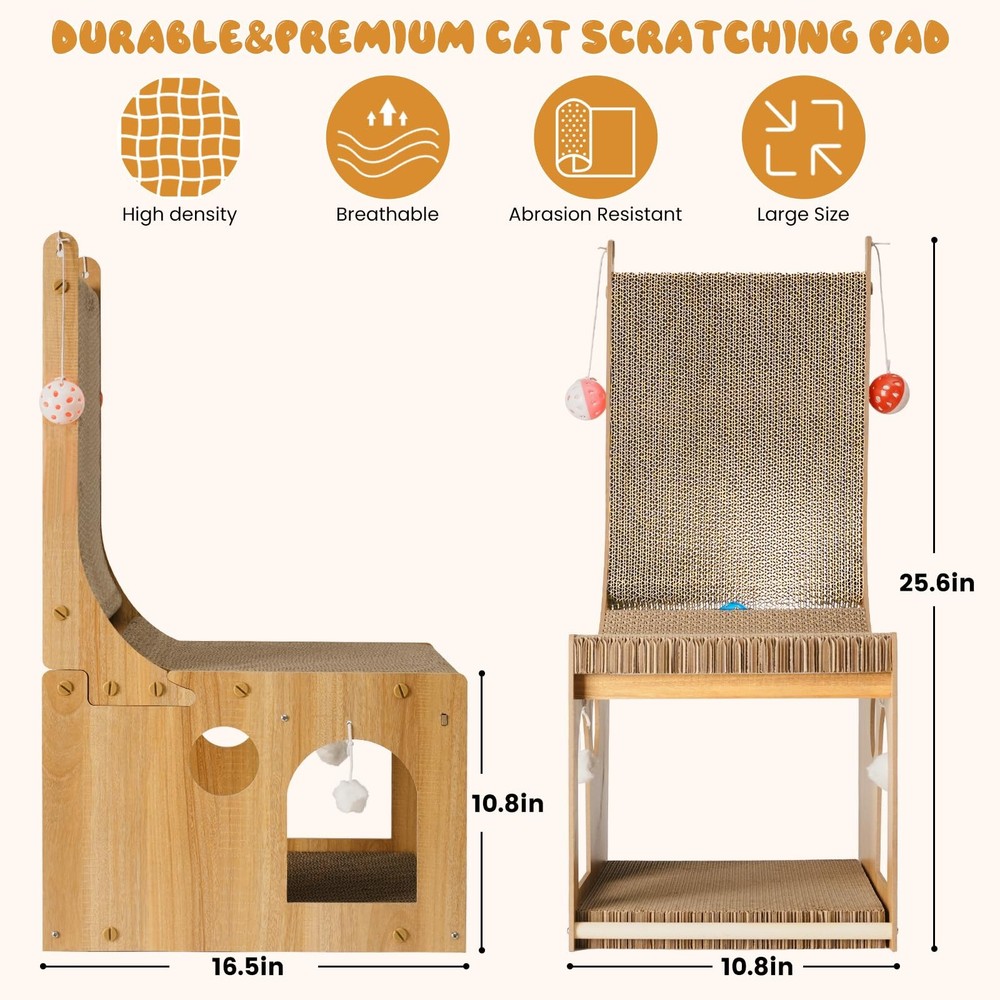 Cat Scratcher Double Layer Board L Shaped Vertical Wall Protection 5 Balls