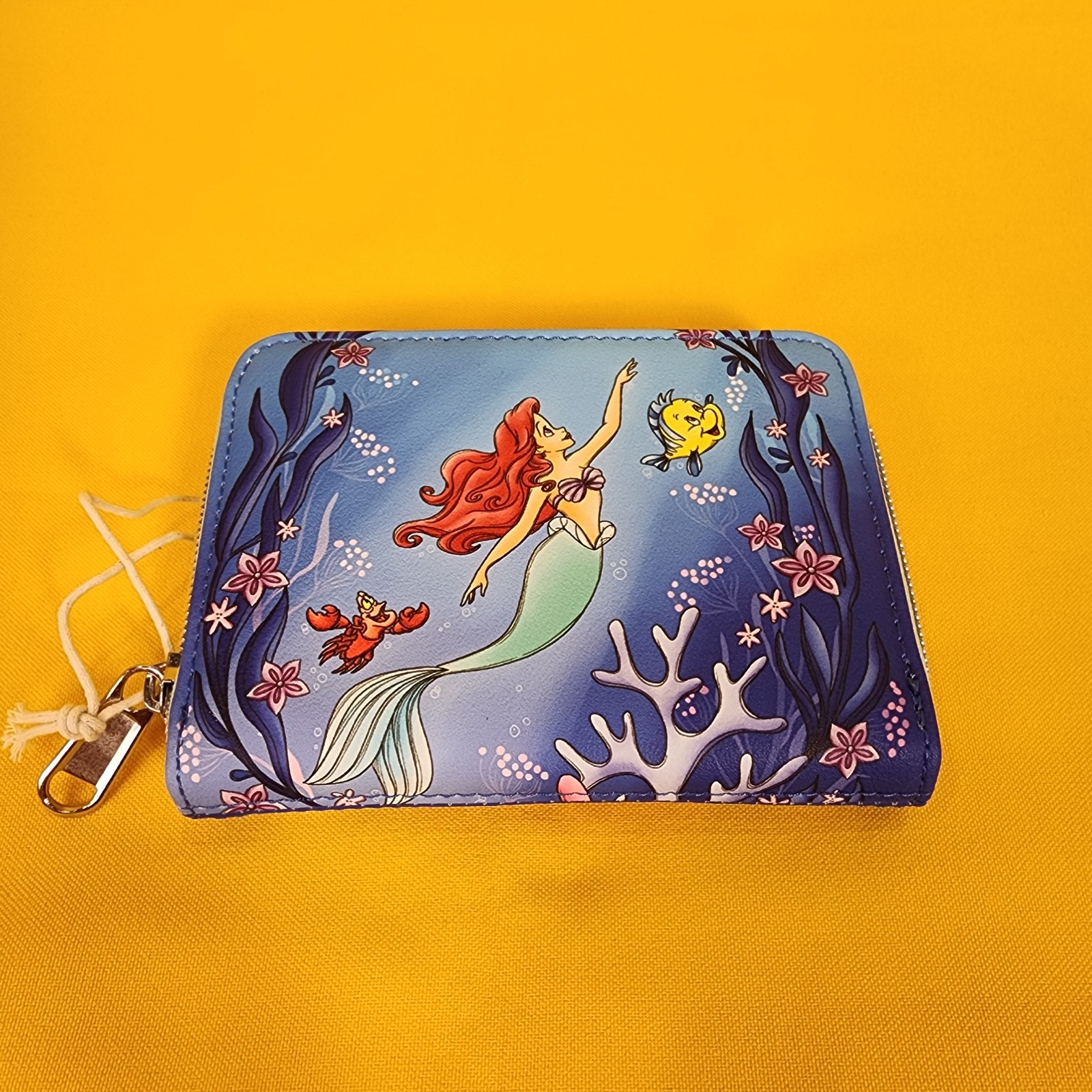Loungefly Disney Princess Little Mermaid Ariel Flounder Sebastian Zip Wallet NEW