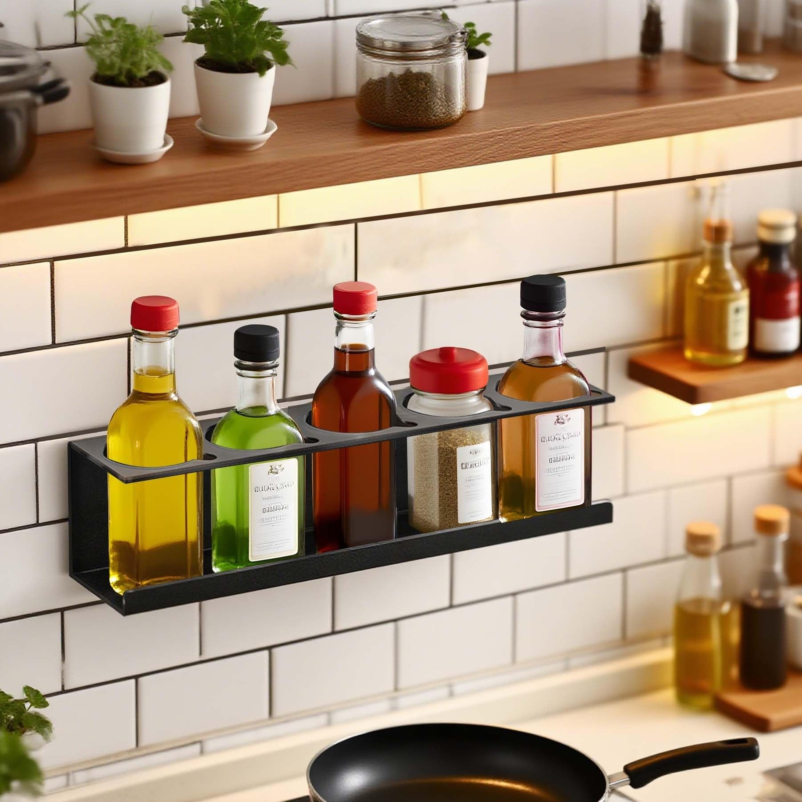 Spray Can Holder Organizer, 4 Pack Bottle Holder Wall-Mounted, Black Steel Sp...