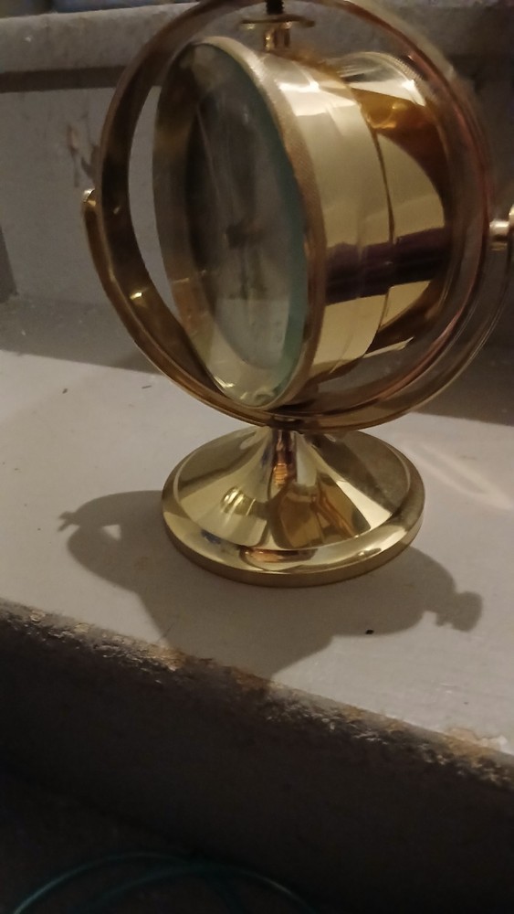 Solid Brass Seth Thomas Schooner Desk Clock Model 1044 Nautical Gyroscope XLNT