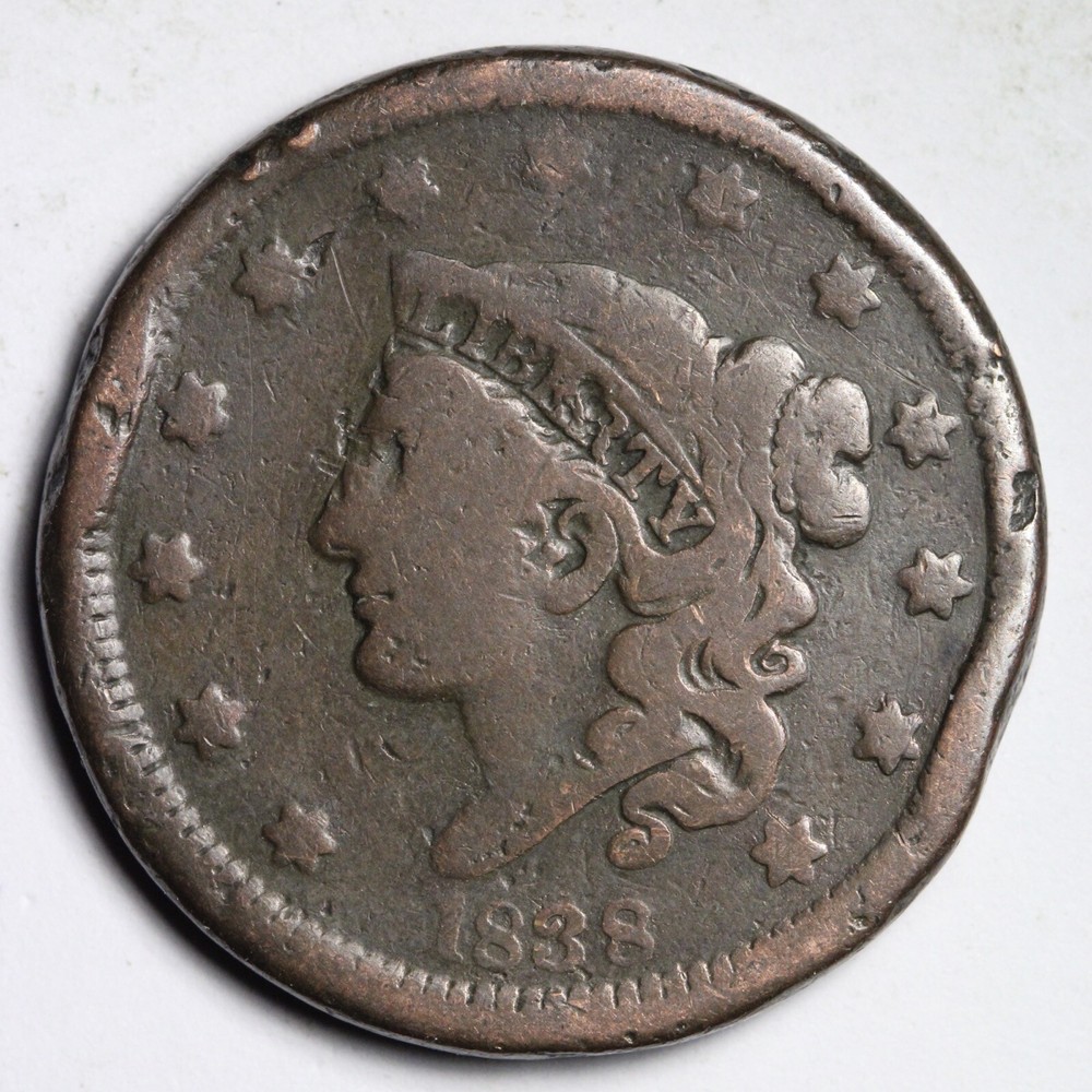 1838 Coronet Head Large Cent E194 GB