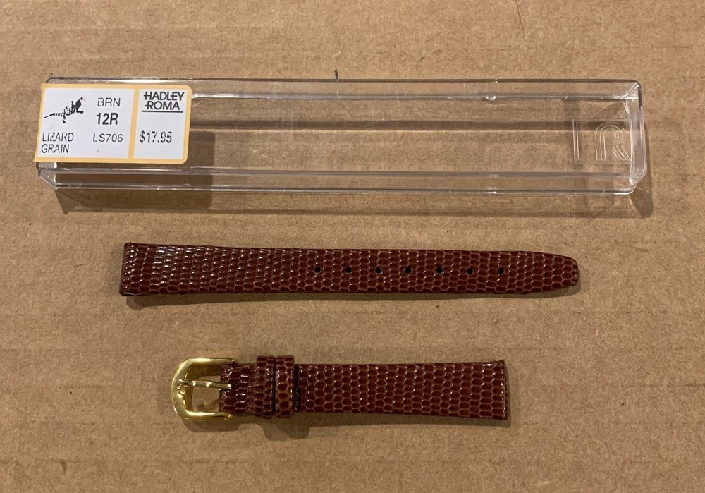 Ladies Genuine Leather Java Lizard Grain Watch Band Strap - Brown - LS706