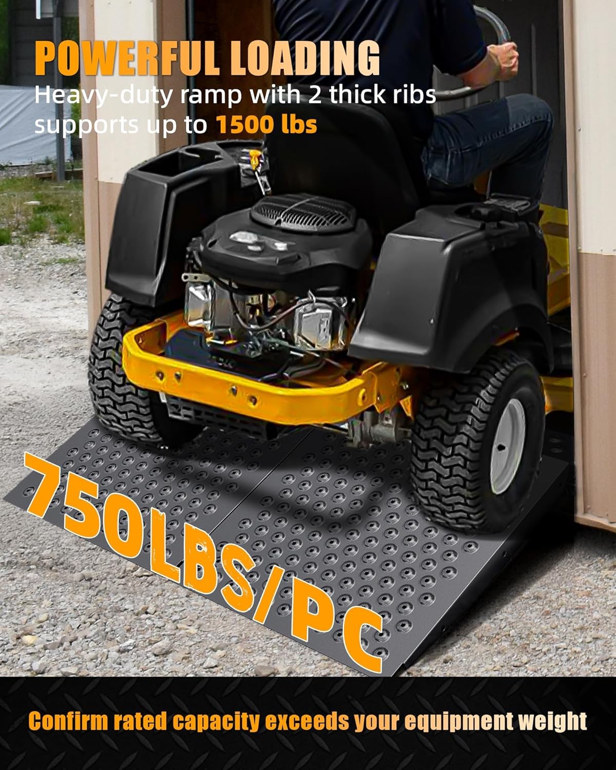 Black Shed Ramp for Riding Mower Anti-Slip Punch Plate Ramp for ATV Motorcycles