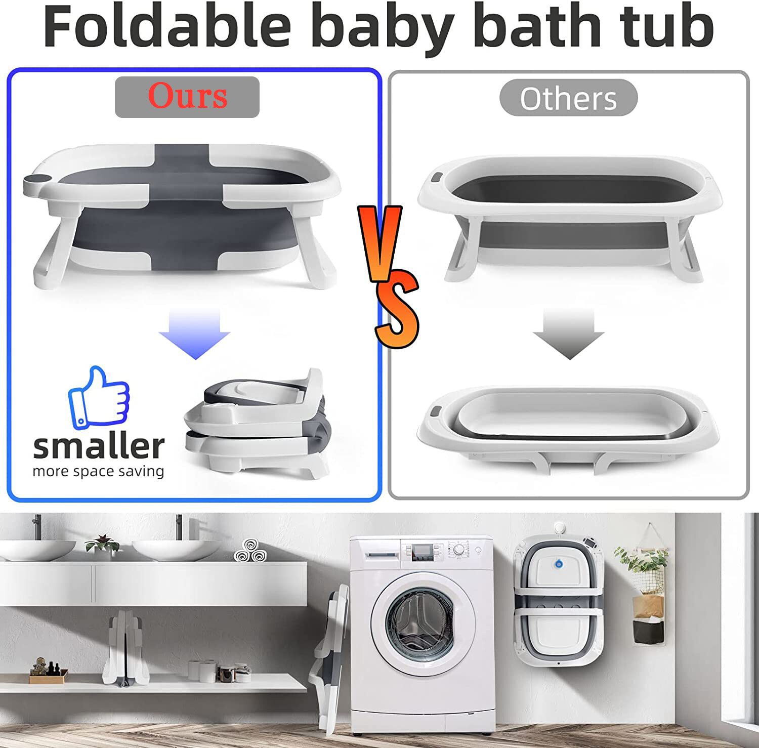 Foldable Baby Bath Tub Collapsible Newborn Safety Infant Shower Bathtub New