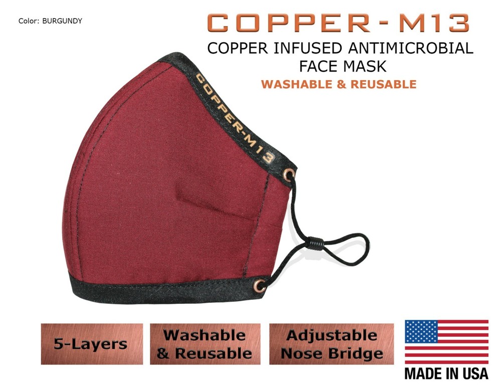 5 Layer Copper Infused Anti-Microbial Face Mask - Washable & Reusable
