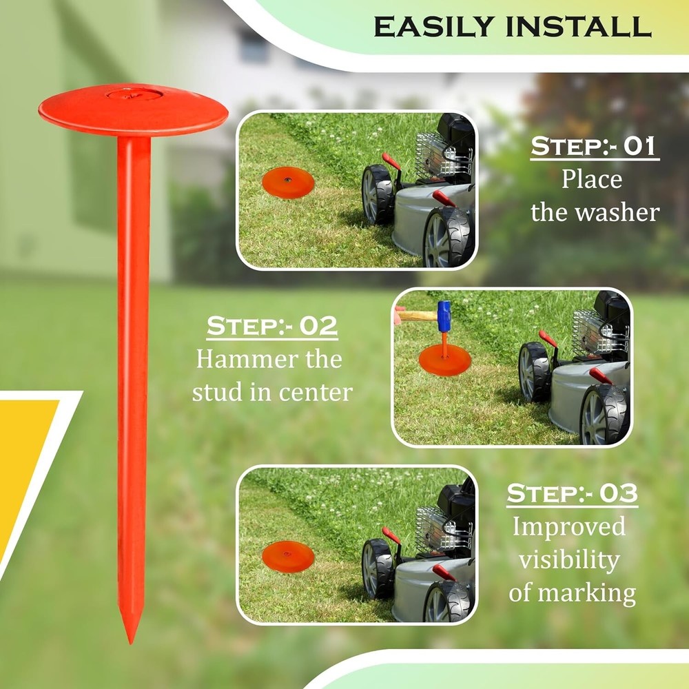 FEBTECH-SepticTank Marker for Property line Markers-2.7"x10" Pack of 20+1 Hammer