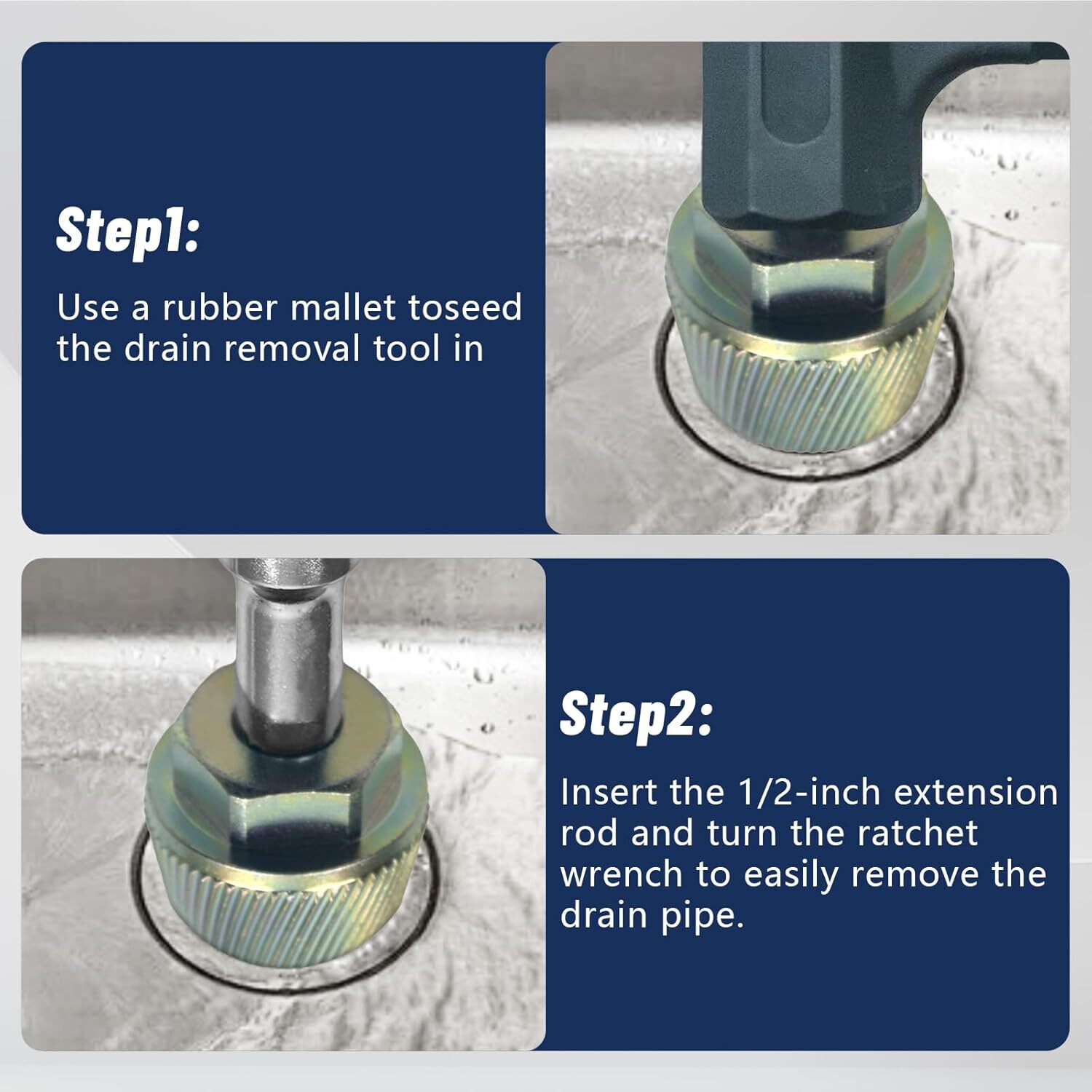 1.5'' Tub Drain Extractor with 1/2'' Socket Bathtub Remover Colourful Galvanized