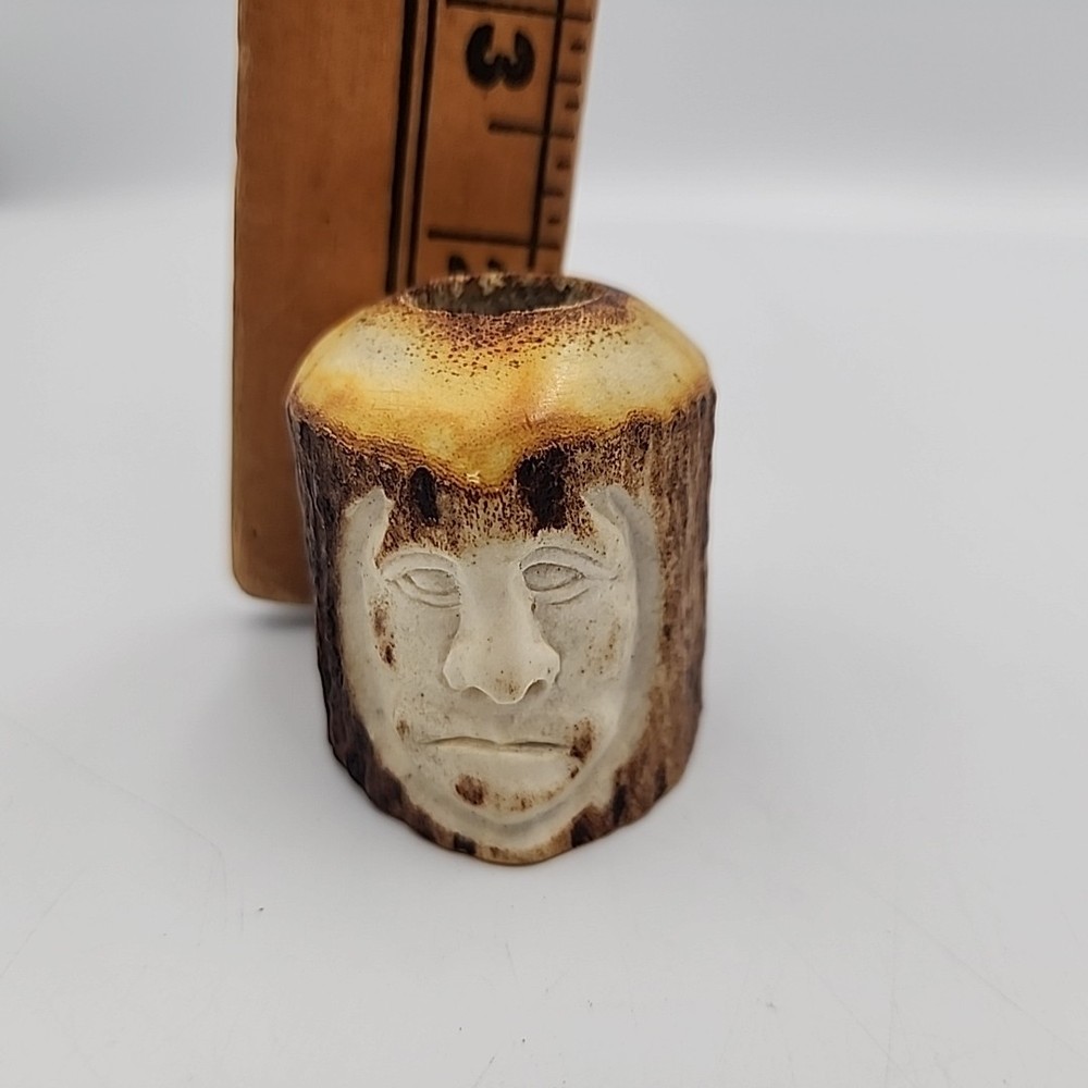 Vintage Candlestick Holder Tree Stump Man's Face 2" Resign
