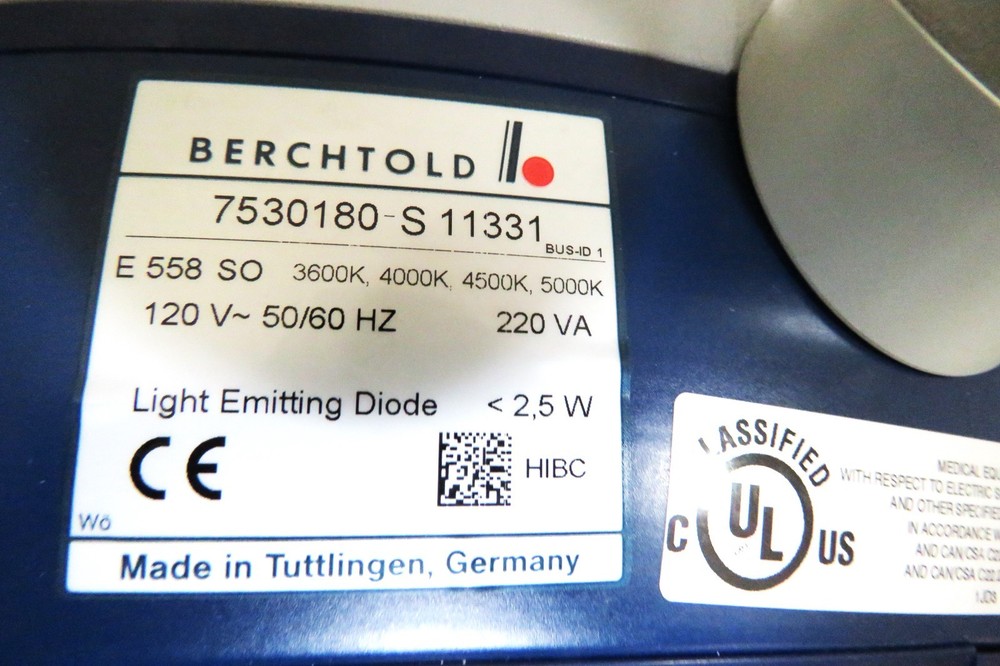 Chromophare E558 Exam Light, Light Emitting Diode, Berchtold Devon FloorStanding